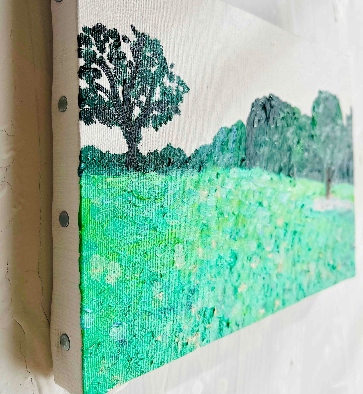 原画・油彩「静かな公園」絵画・サムホール(16×23㎝)アート・キャンバス