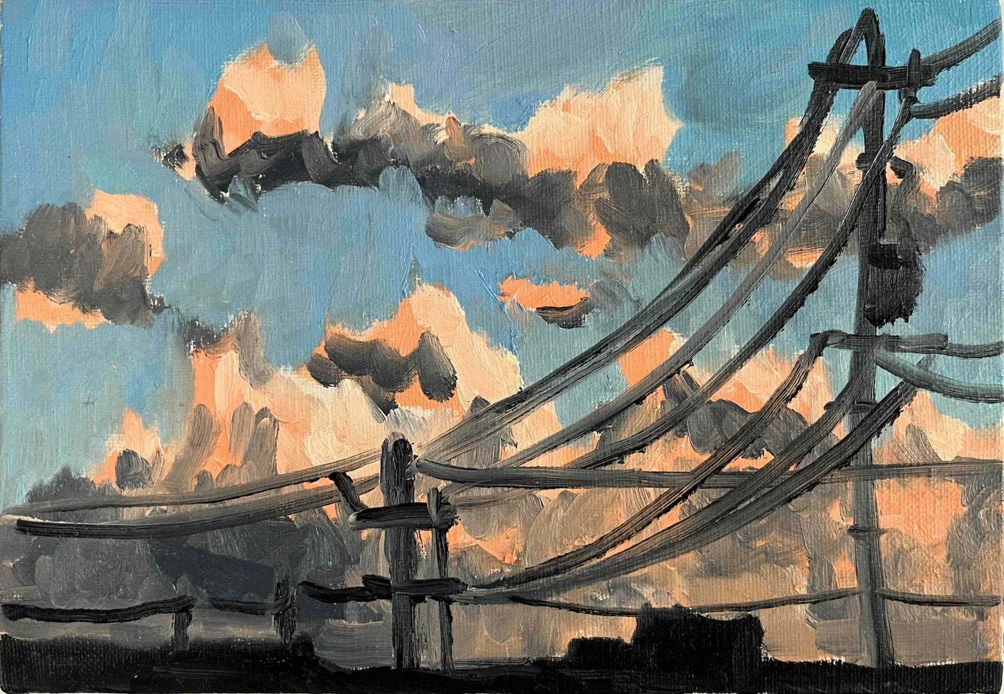 原画・油彩「朝の風景 2026613-2」絵画・サムホール (16×23㎝)アート・キャンバス