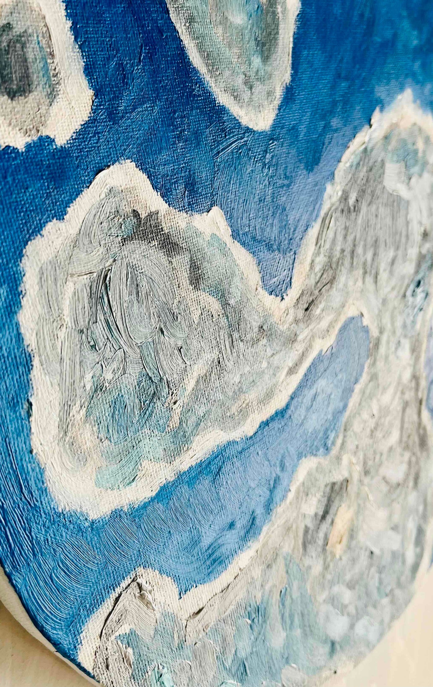原画・油彩「野生の雲 20252」絵画・直径30㎝・アート・丸形キャンバス