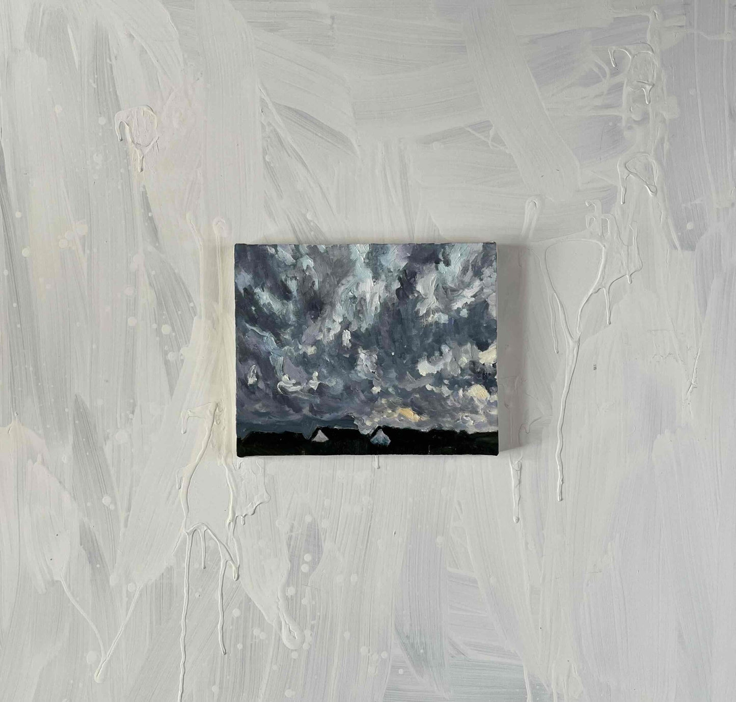 原画・油彩「近所の風景 空 20262」絵画 ・F3(22×27㎝)アート・キャンバス - FROM ARTIST