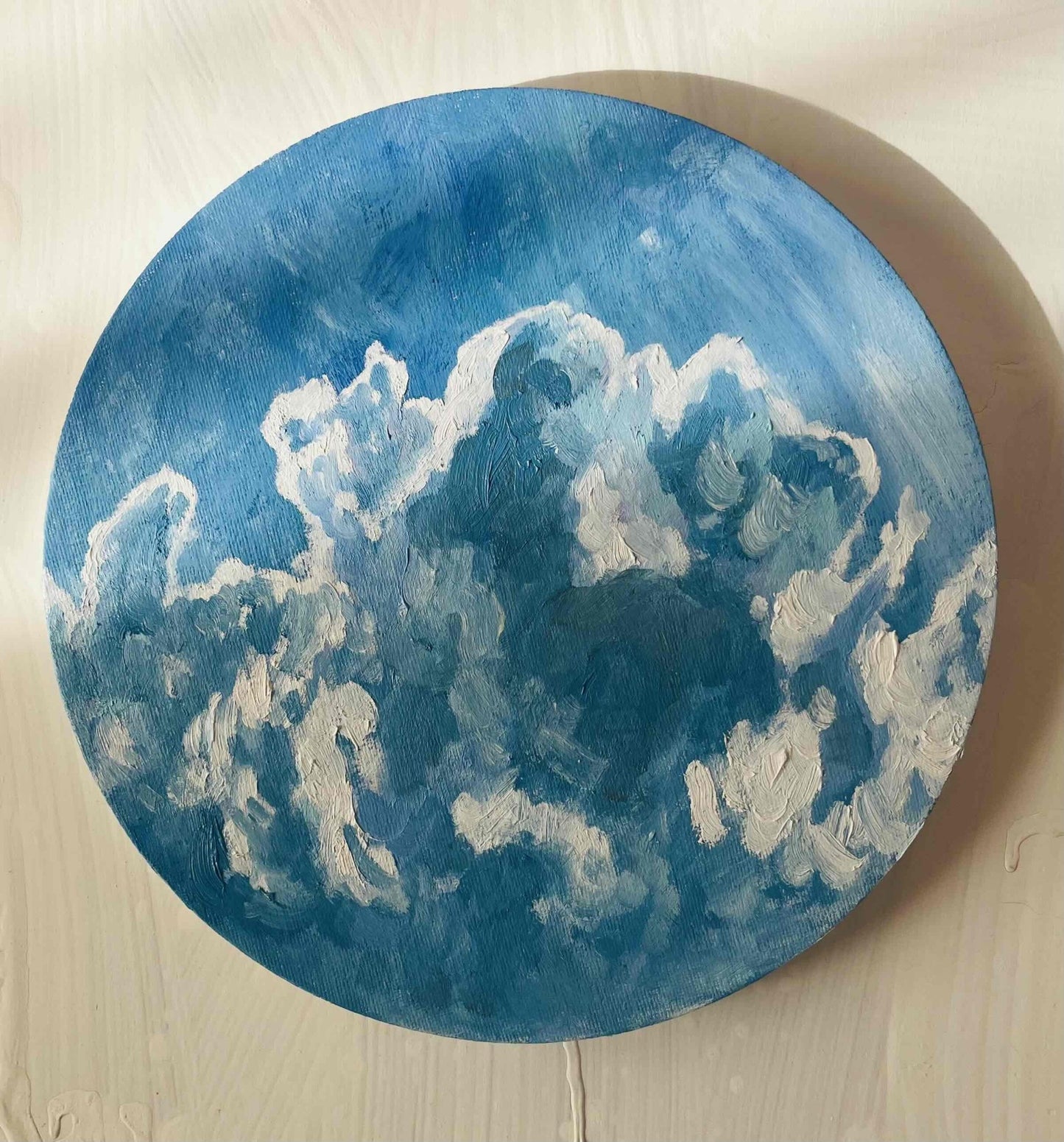 原画・油彩「夏の空」絵画・直径25㎝・アート・丸形キャンバス - FROM ARTIST