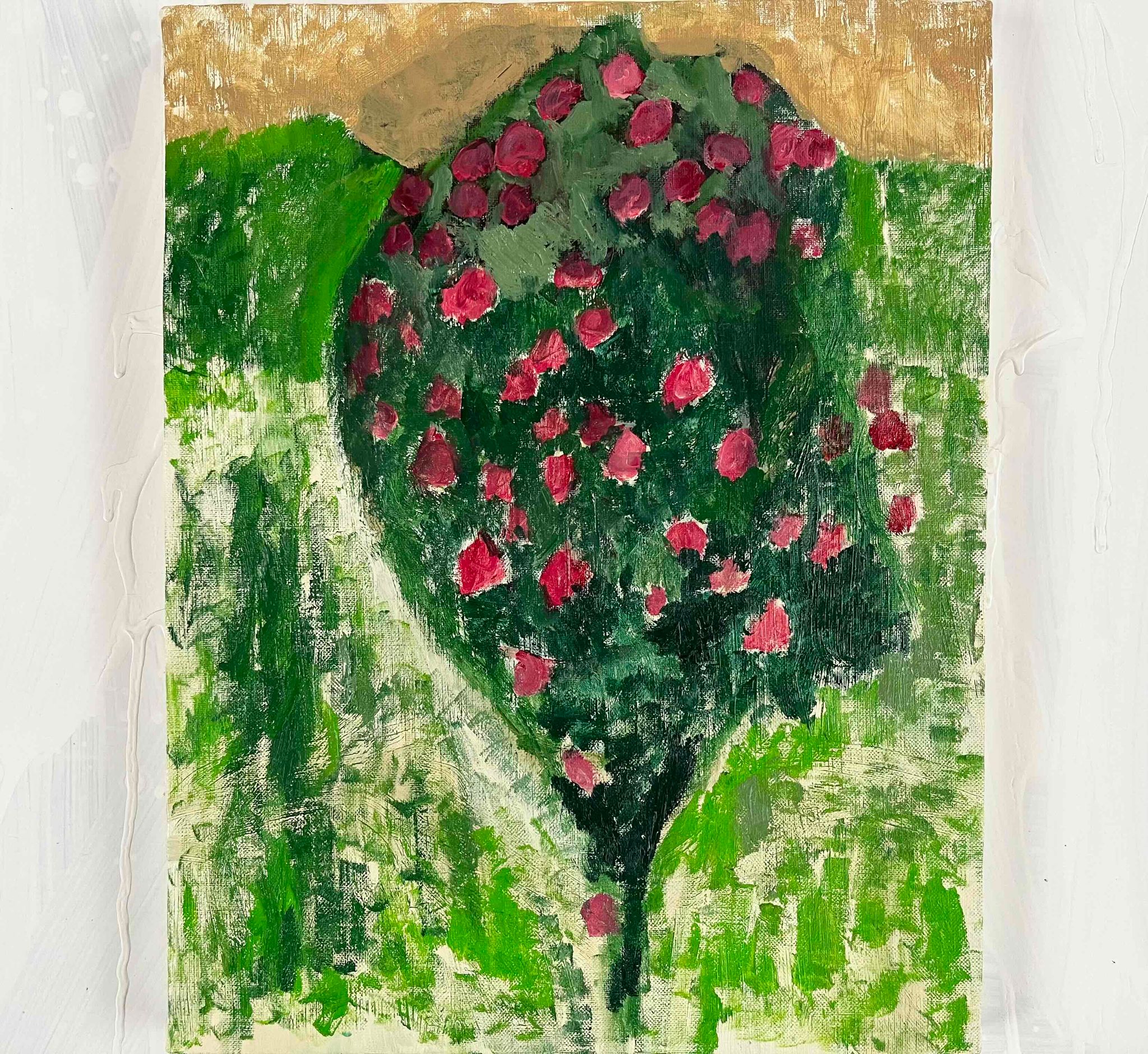原画・油彩「雨を待つ木」絵画・F6（32×41㎝）アート・キャンバス