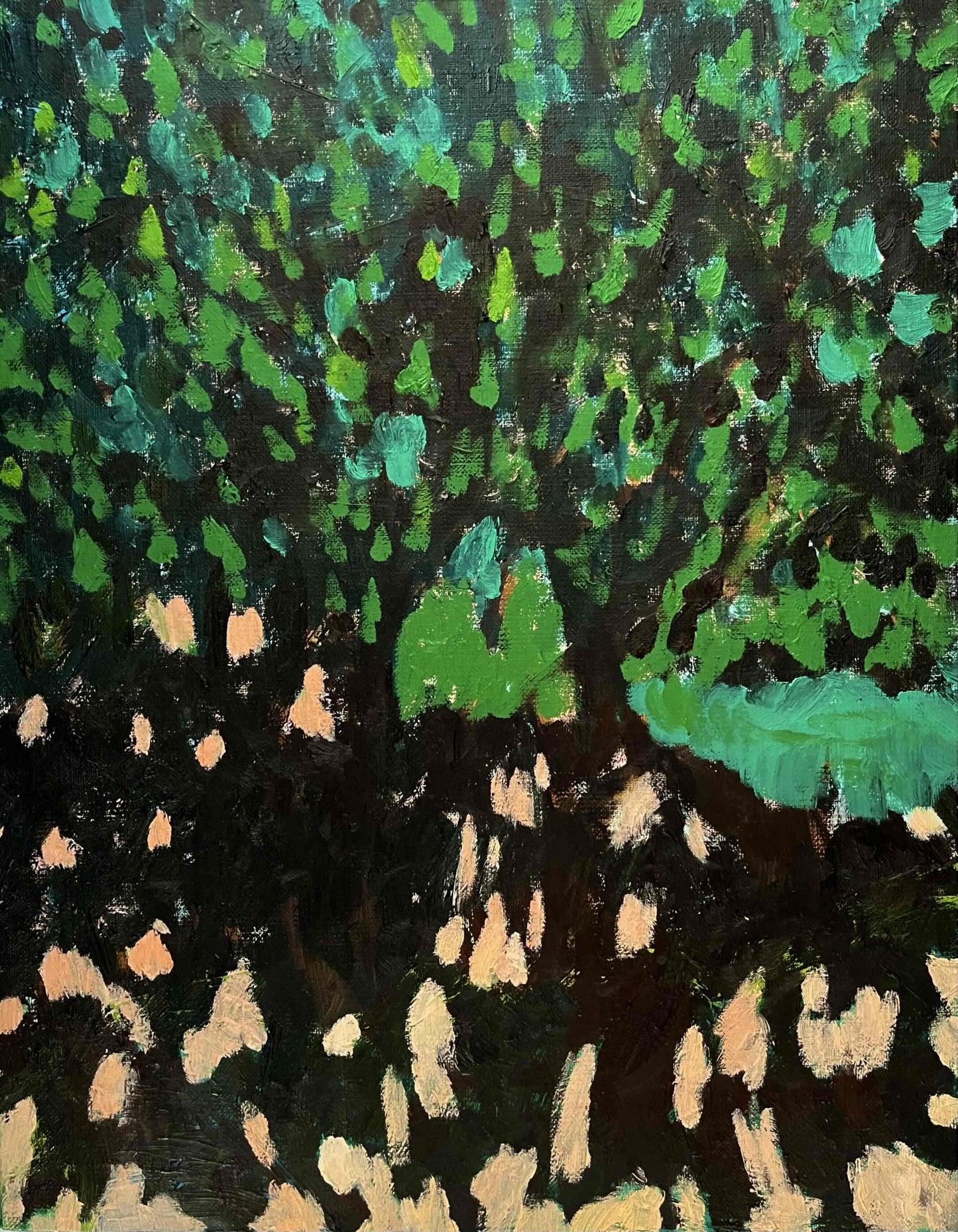 原画・油彩「夏の公園」絵画 F6(32×41㎝)アート・キャンバス - FROM ARTIST