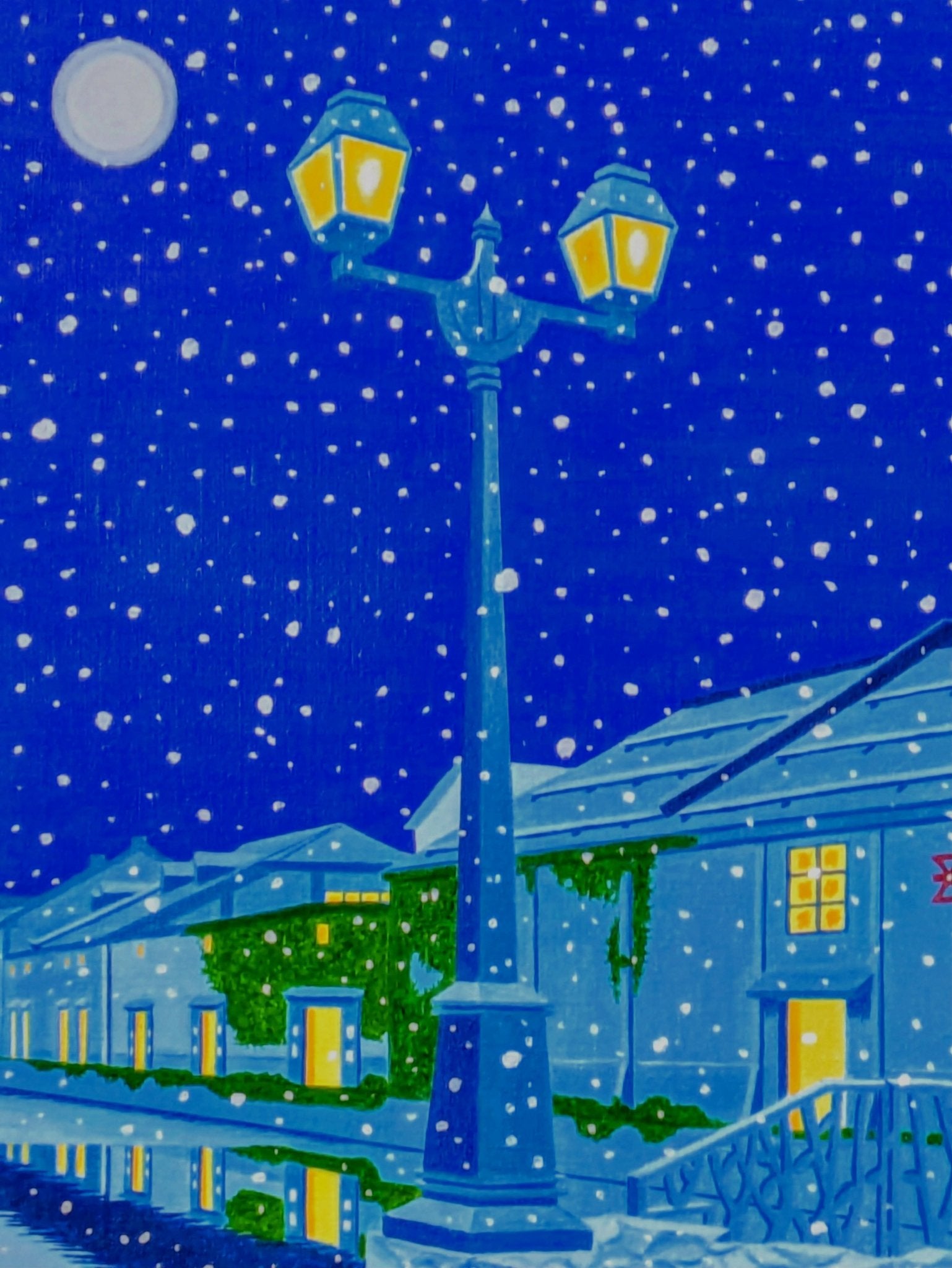 ★雪降る小樽運河・肉筆油彩画・F6キャンバス 絵画の通販、購入ならFROM ARTIST/作品名：雪降る小樽運河/作家名