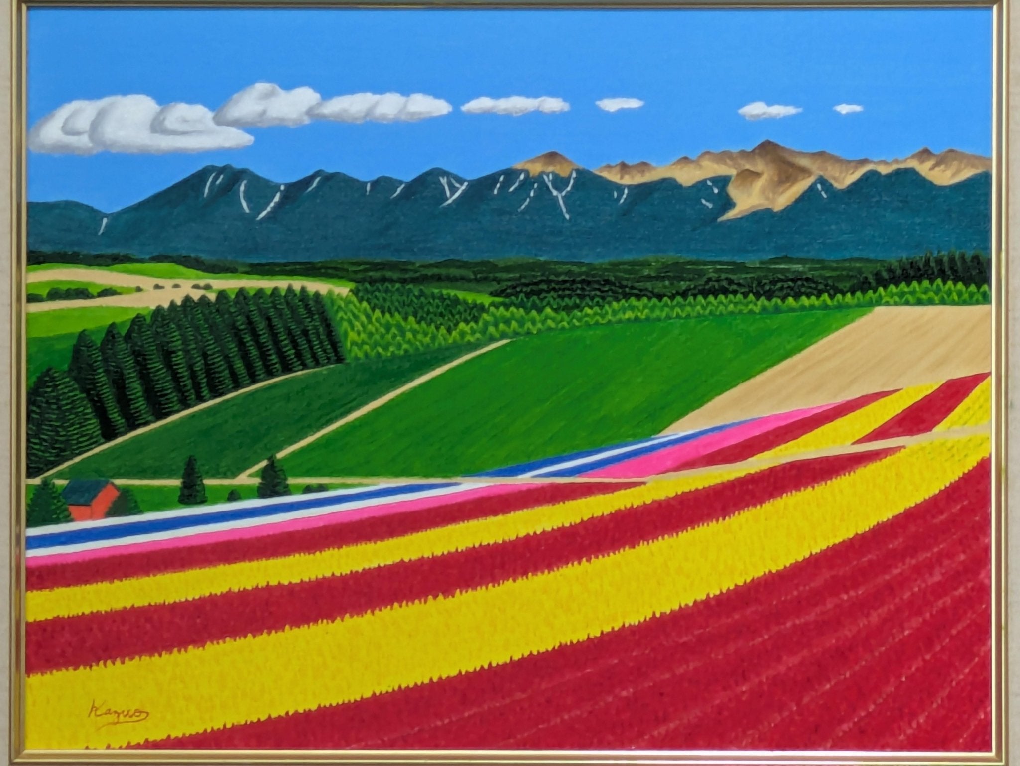 ★十勝連峰と水沢ダム・谷村一男作・肉筆油彩画・４つ切・新品額付 雪降る夜の白川郷・谷村一男肉筆油彩画・F6・新品額付｜Yahoo!フリマ