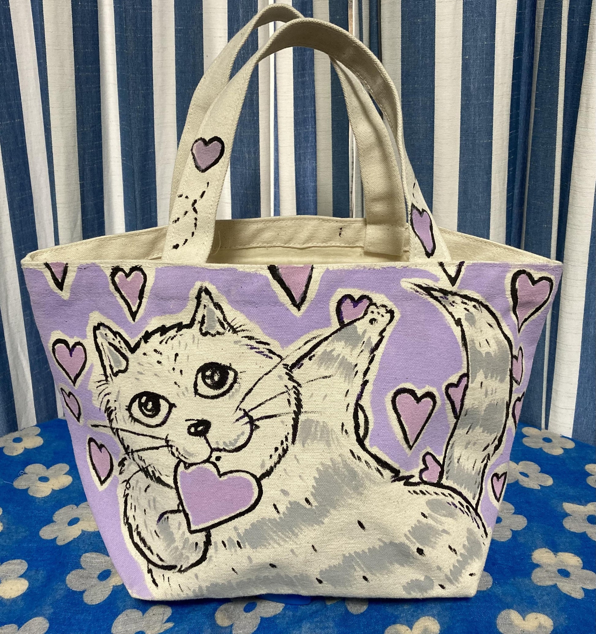 ミニ猫巾着バック(ハート猫) - FROM ARTIST