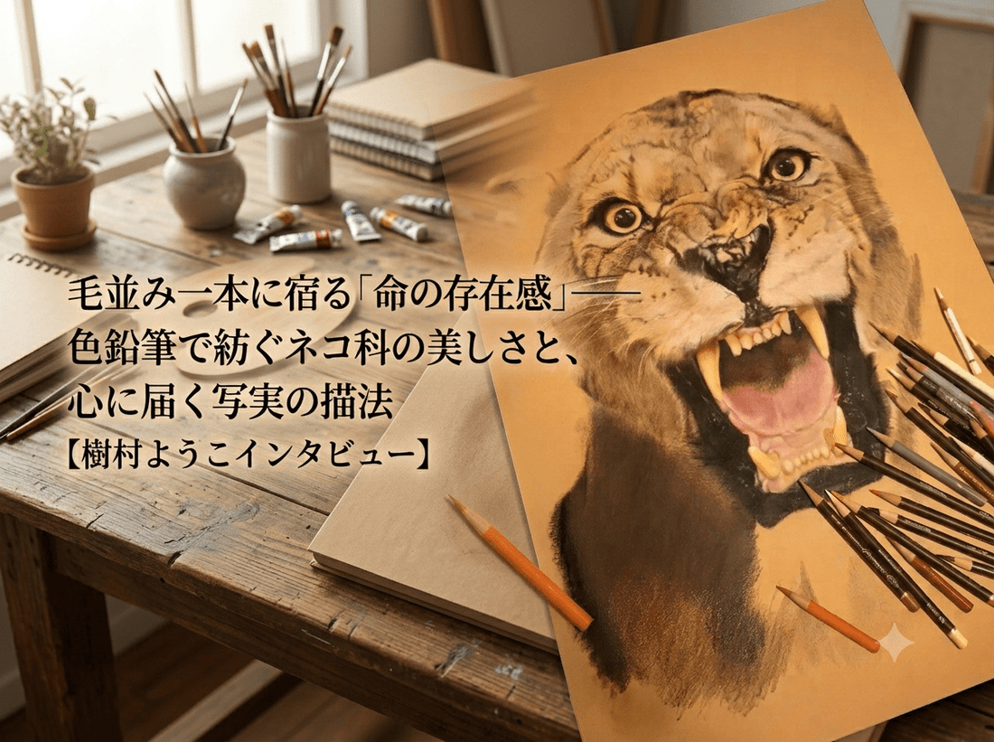 毛並み一本に宿る「命の存在感」――色鉛筆で紡ぐネコ科の美しさと、心に届く写実の描法【樹村ようこインタビュー】 - FROM ARTIST