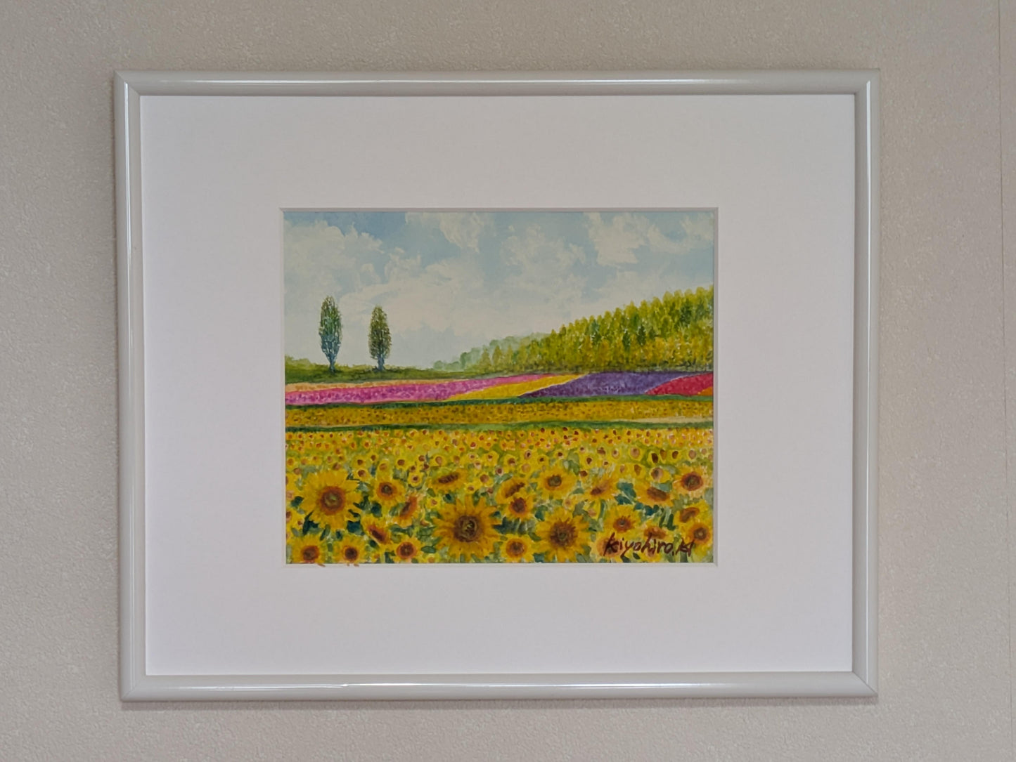 ひまわり畑とポプラ