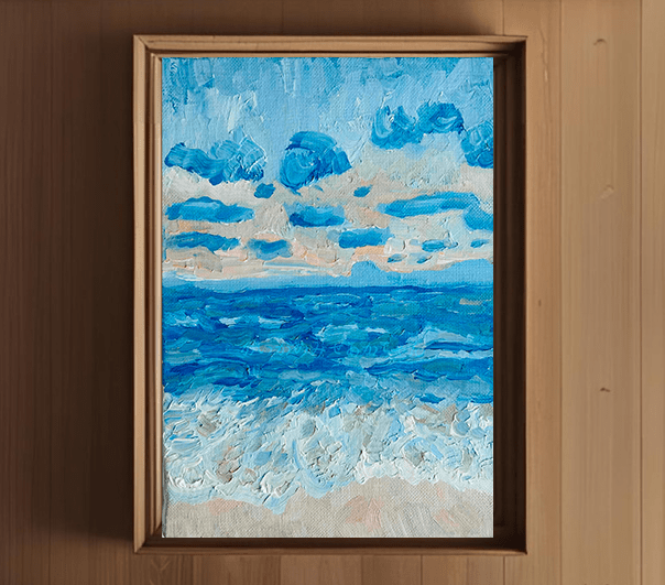 原画・油彩「朝の海６」絵画・サムホール（16×23㎝）・アート・キャンバス - FROM ARTIST