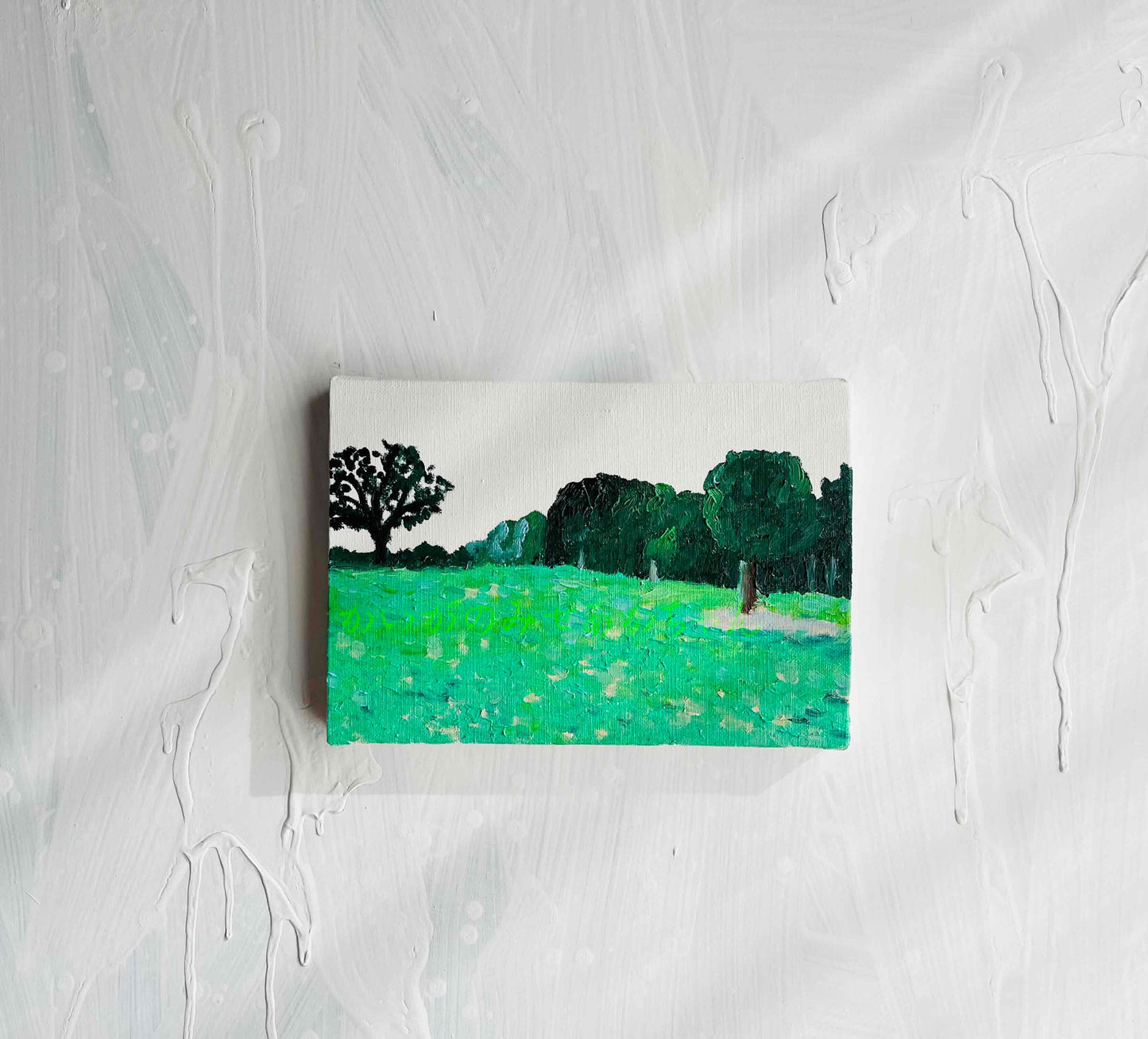 原画・油彩「静かな公園」絵画・サムホール（16×23㎝）アート・キャンバス - FROM ARTIST