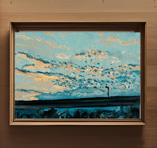 油彩・原画「優しい夕空」絵画・サムホール（16×23㎝）アート・キャンバス - FROM ARTIST