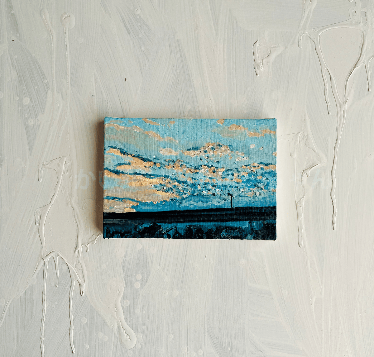 油彩・原画「優しい夕空」絵画・サムホール（16×23㎝）アート・キャンバス - FROM ARTIST