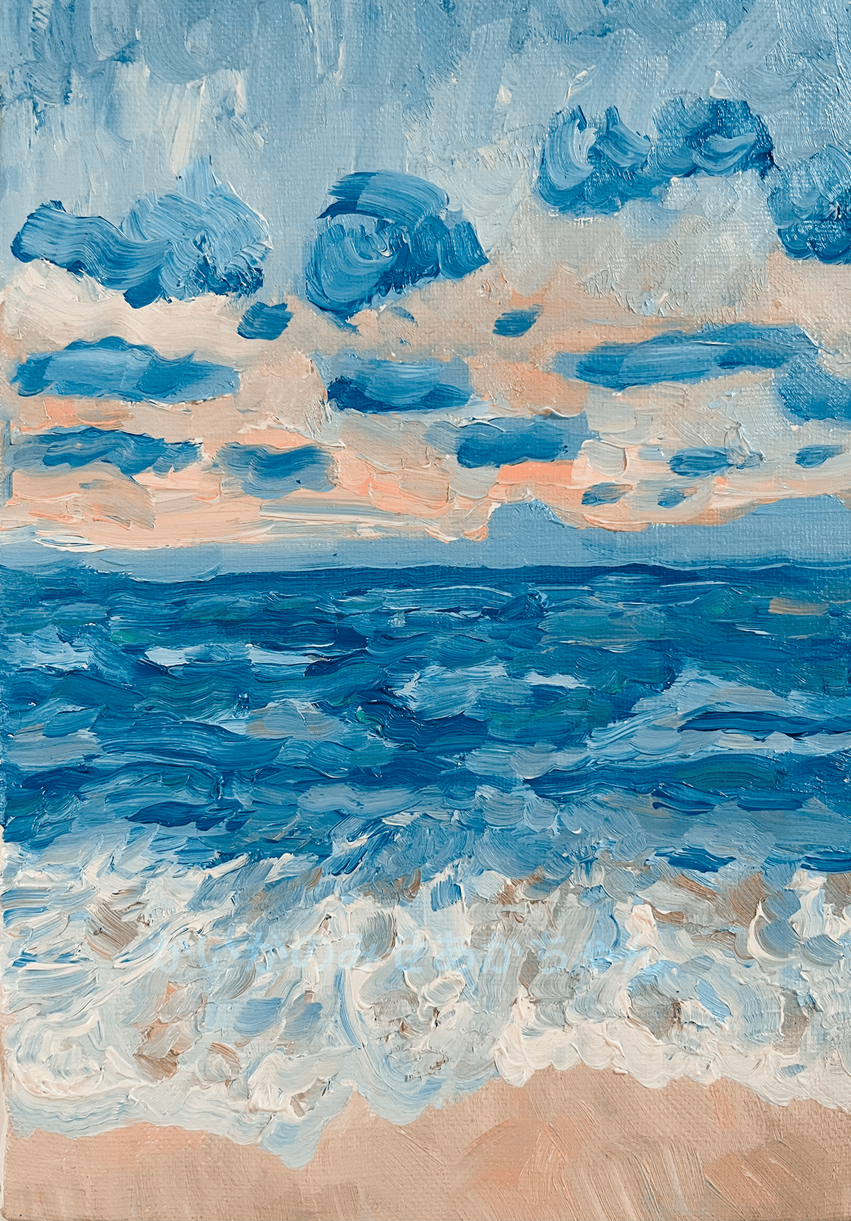 原画・油彩「朝の海６」絵画・サムホール（16×23㎝）・アート・キャンバス - FROM ARTIST