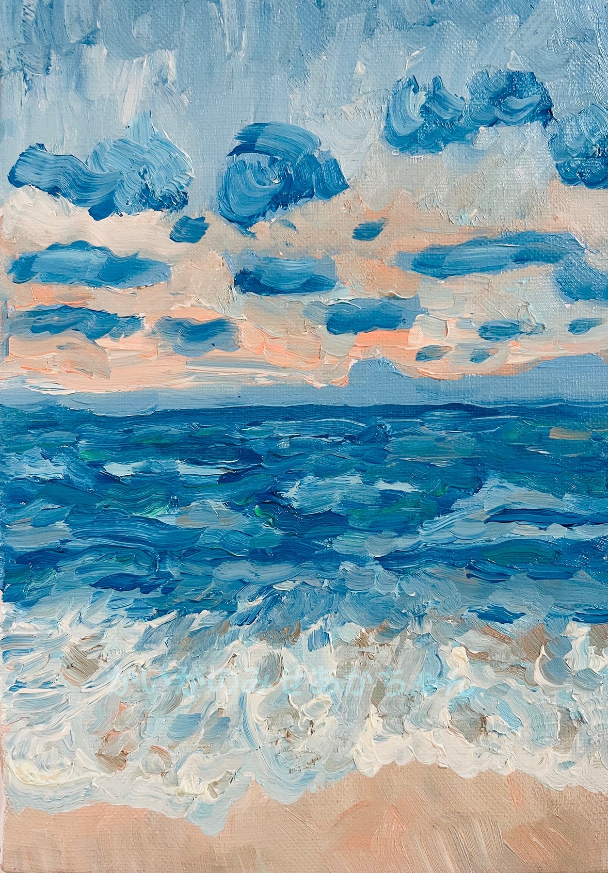 原画・油彩「朝の海６」絵画・サムホール（16×23㎝） - FROM ARTIST