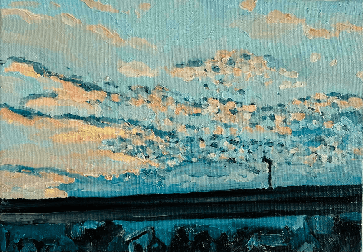 油彩・原画「優しい夕空」絵画・サムホール（16×23㎝）アート・キャンバス - FROM ARTIST