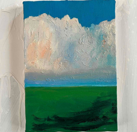 原画・油彩「田園と空」絵画・サムホール（16×23㎝）アート・キャンバス - FROM ARTIST