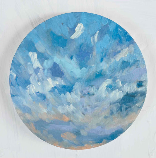 原画・油彩 『 朝空　20260709』絵画・ 直径25cm・アート・丸形キャンバス