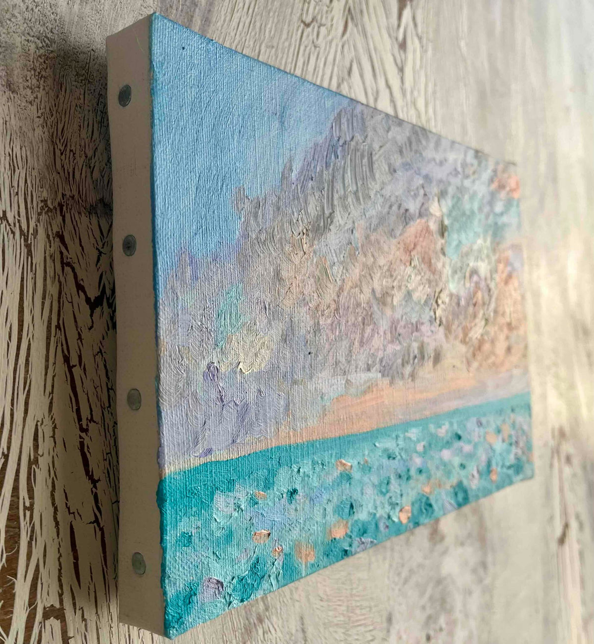 原画・油彩「朝の海　20253」絵画・サムホールサイズ（16×23㎝）アート・キャンバス