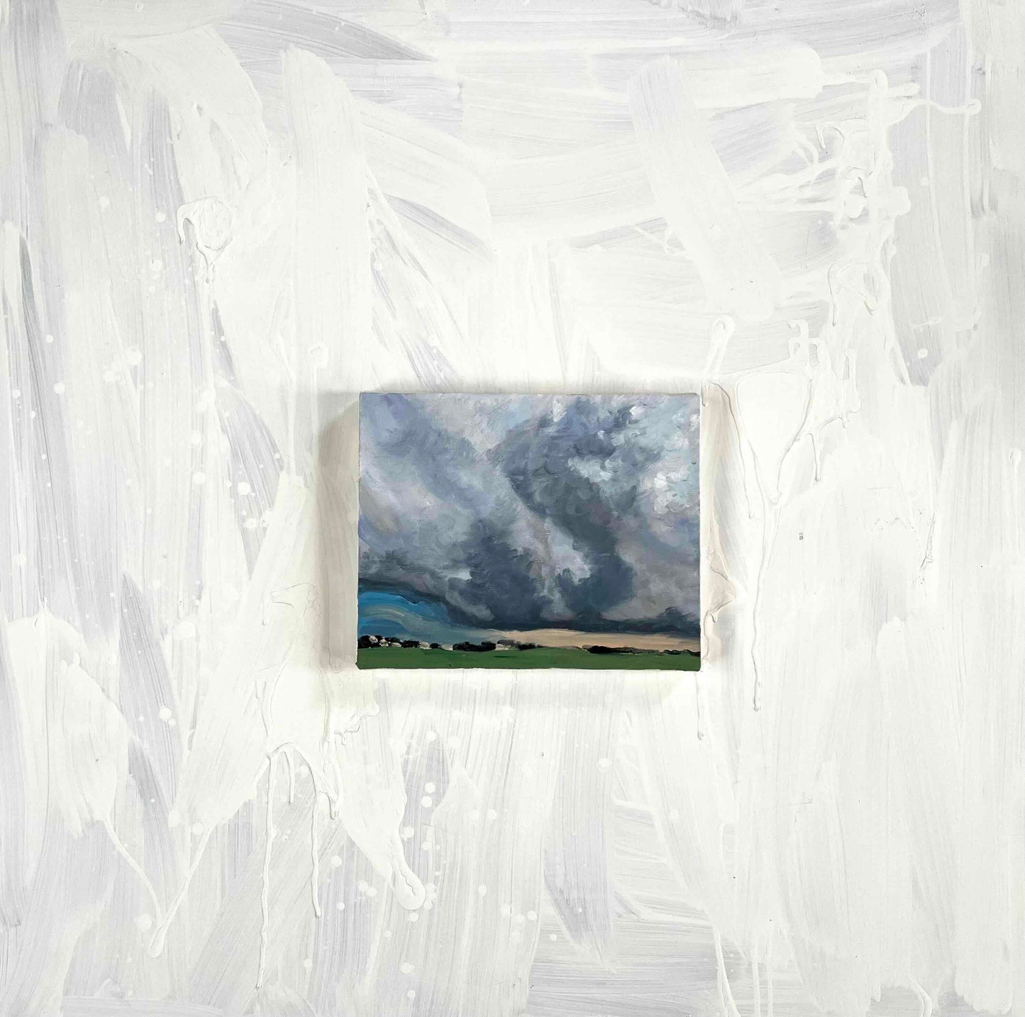 原画・油彩「田園と空　2026615」アート・絵画 ・F3（22×27㎝ ）キャンバス