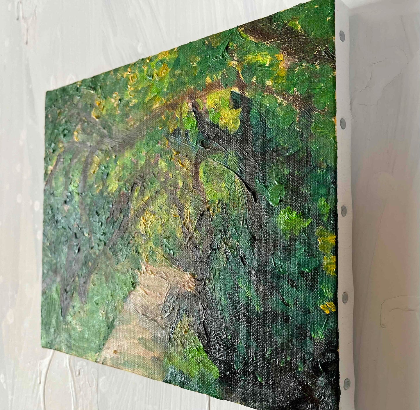 原画・油彩「近所の風景　堤防　20262」絵画・F3（ 22×27㎝）アート・キャンバス