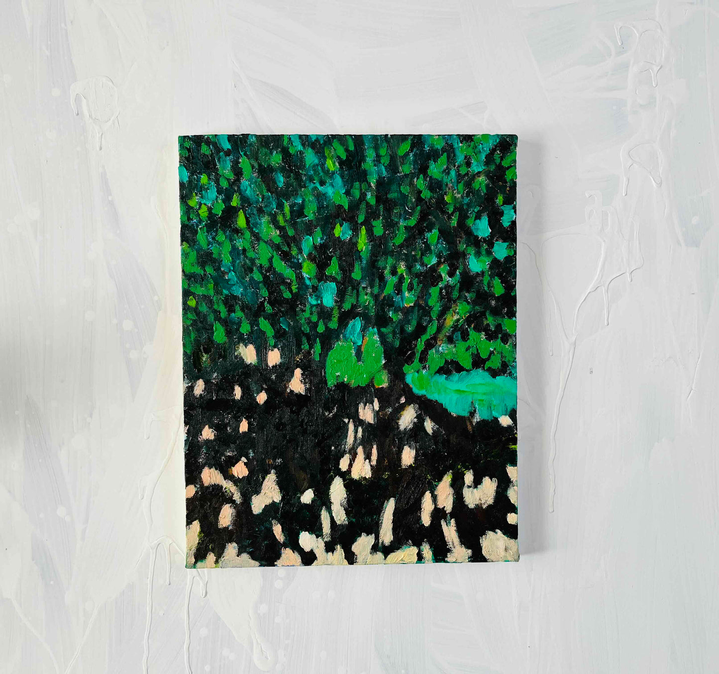 原画・油彩「夏の公園」絵画   F6（32×41㎝）アート・キャンバス