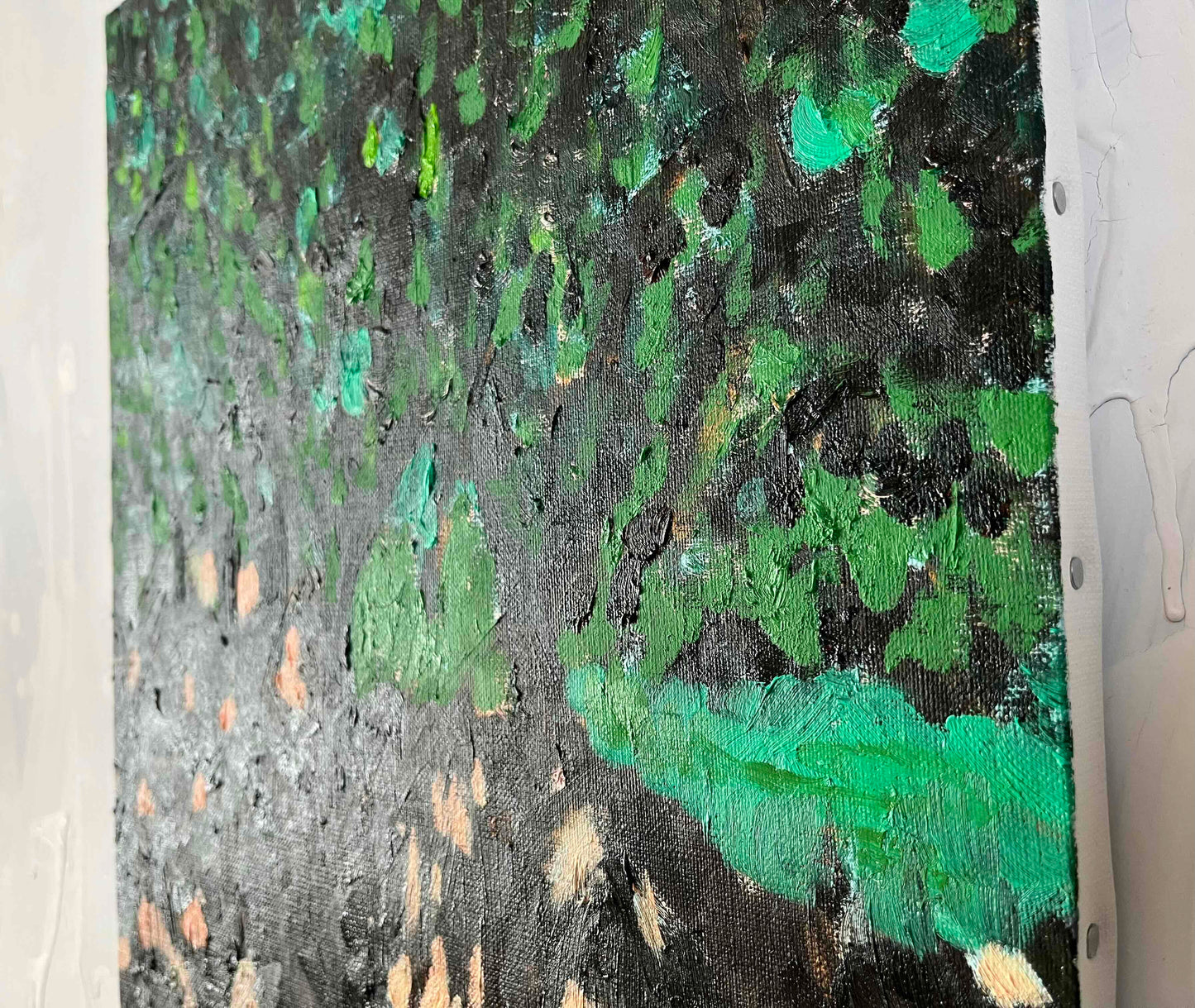 原画・油彩「夏の公園」絵画   F6（32×41㎝）アート・キャンバス