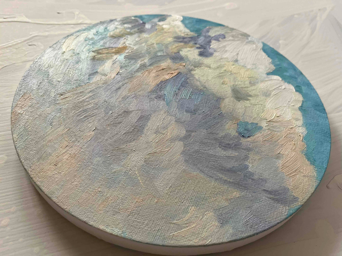 原画・油彩「Genesis」絵画・直径25㎝・アート・丸形キャンバス