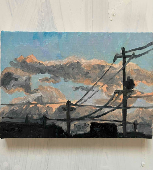 原画・油彩「近所の風景1」絵画・サムホール（16×23㎝）アート・キャンバス