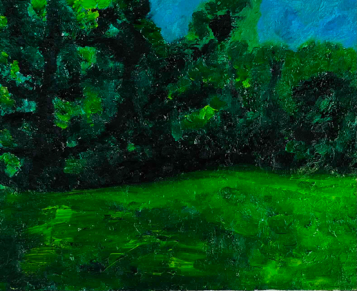 原画・油彩「夏の公園　2026」絵画 ・F3（22×27㎝ ）アート・キャンバス