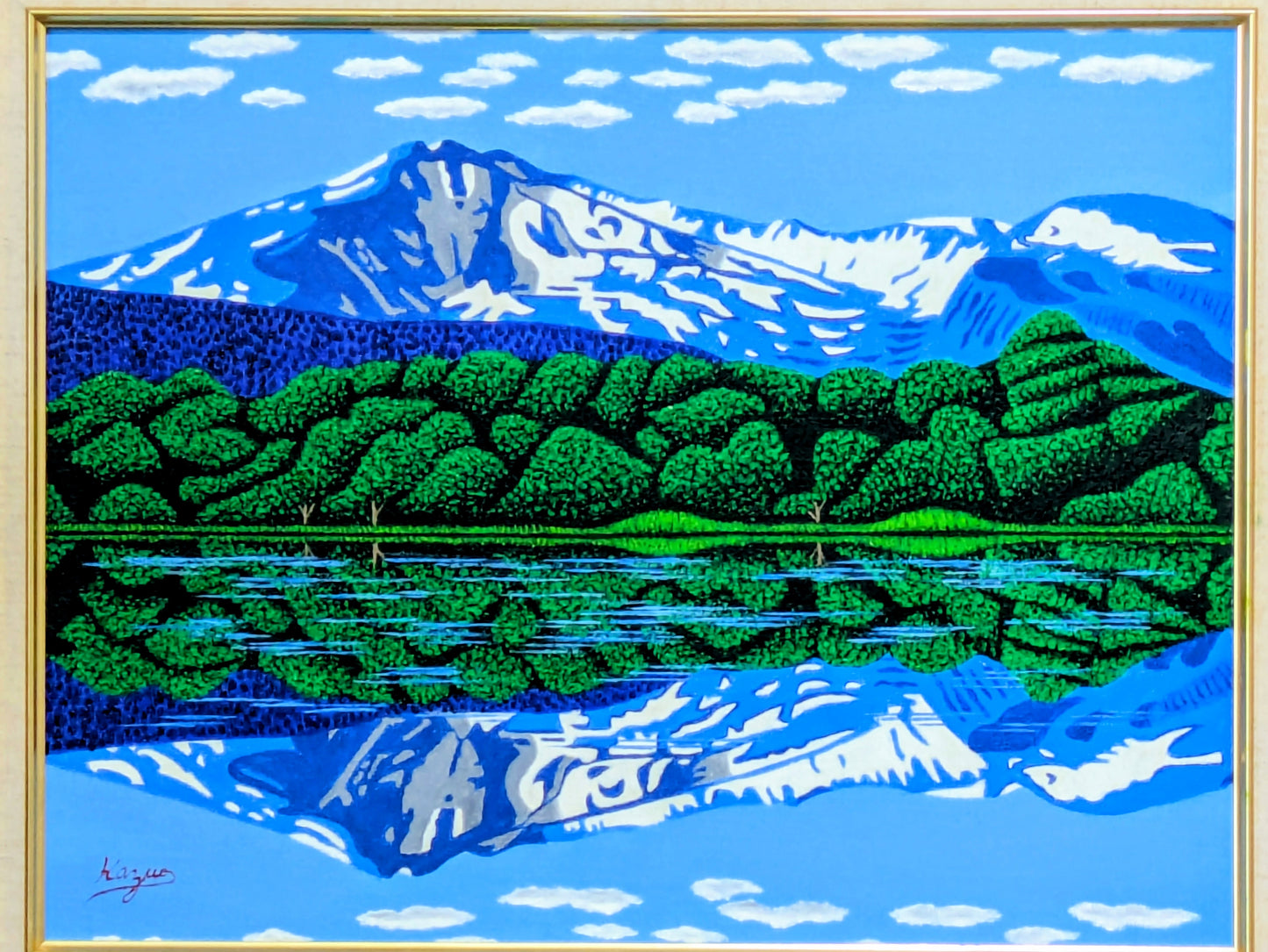 鳥海山と湖