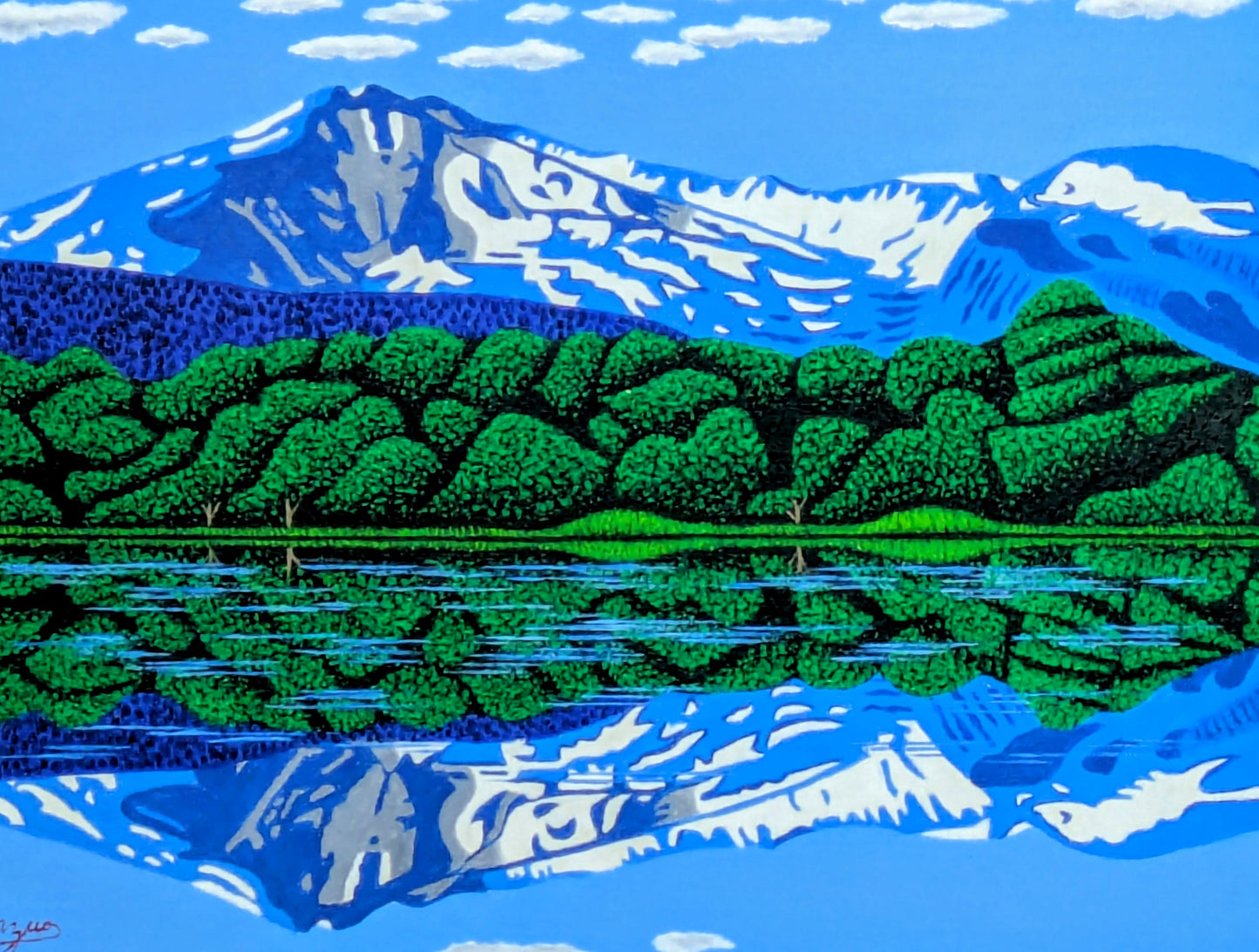 鳥海山と湖