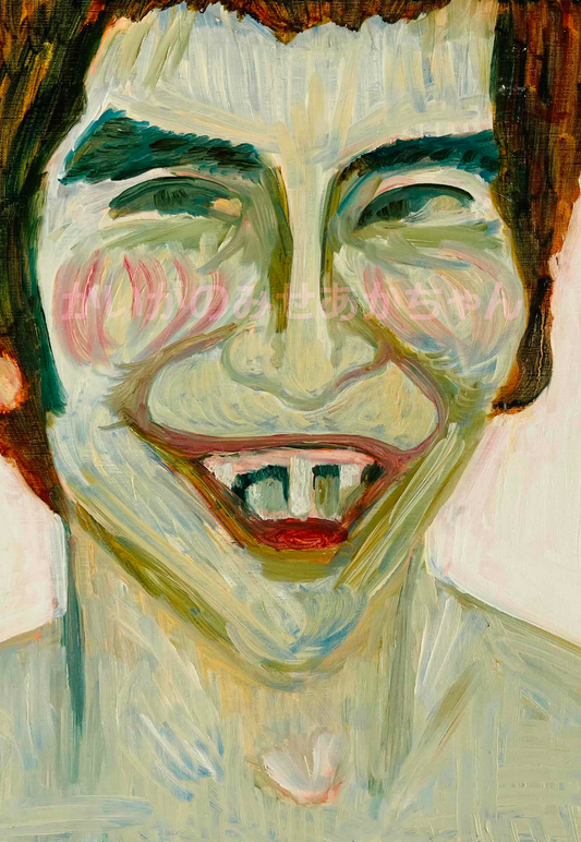 原画・油彩「ビリビリうんちだった」絵画・F8（38×46㎝）アート・キャンバス