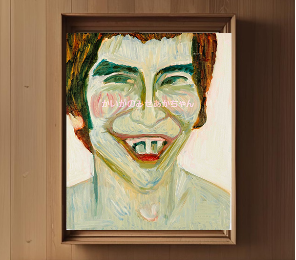 原画・油彩「ビリビリうんちだった」絵画・F8（38×46㎝）アート・キャンバス