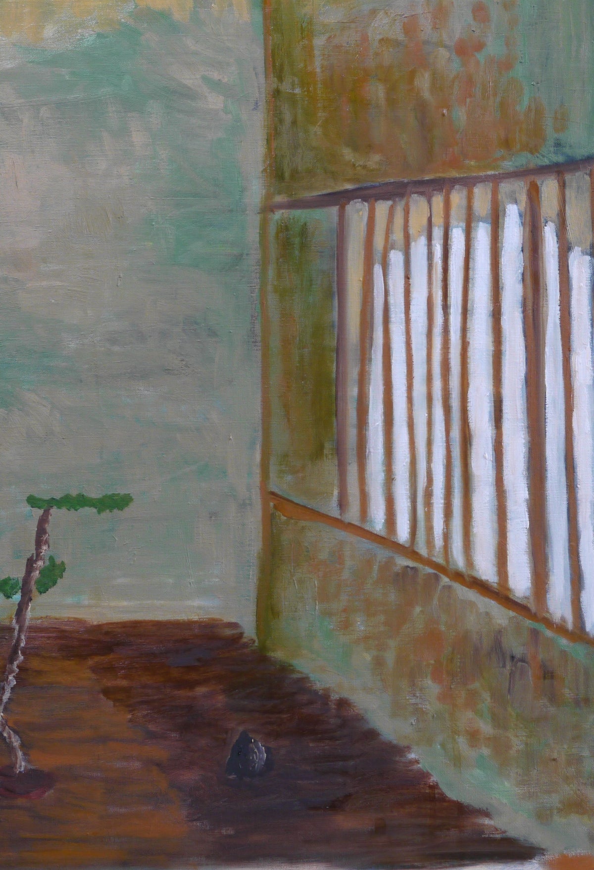 原画・油彩「掛け軸と石と盆栽がある床の間」絵画・F60（97×130㎝）アート・キャンバス