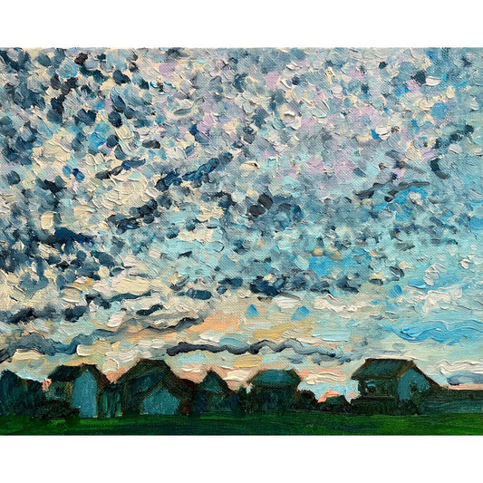 原画・油彩「夏の終わりの朝３」絵画・F3（22×27㎝）アート・キャンバス