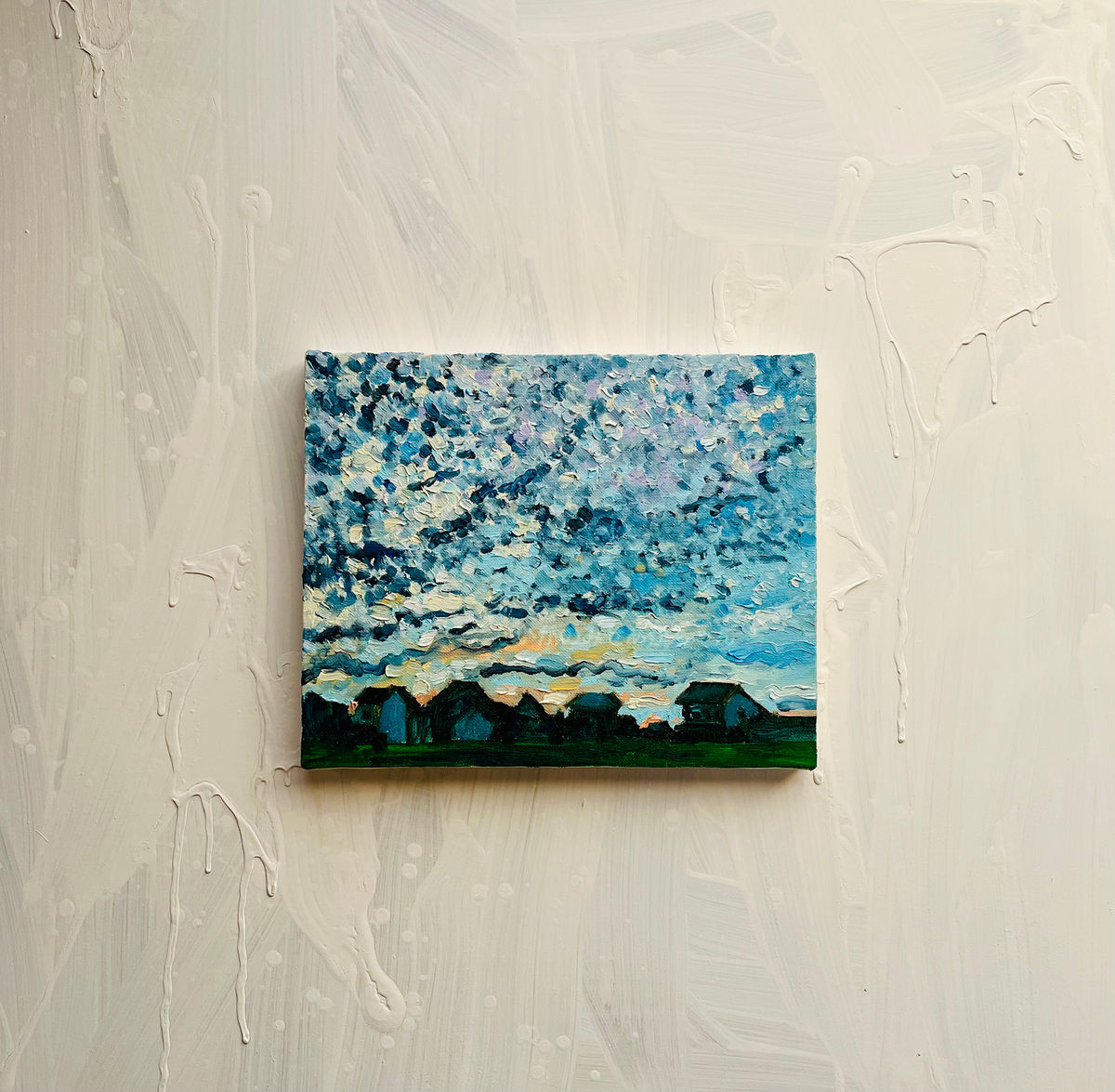 原画・油彩「夏の終わりの朝３」絵画・F3（22×27㎝）アート・キャンバス