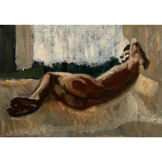 原画・油彩「真昼の光の中のヌード２」絵画・サムホール（16×23㎝）アート・キャンバス