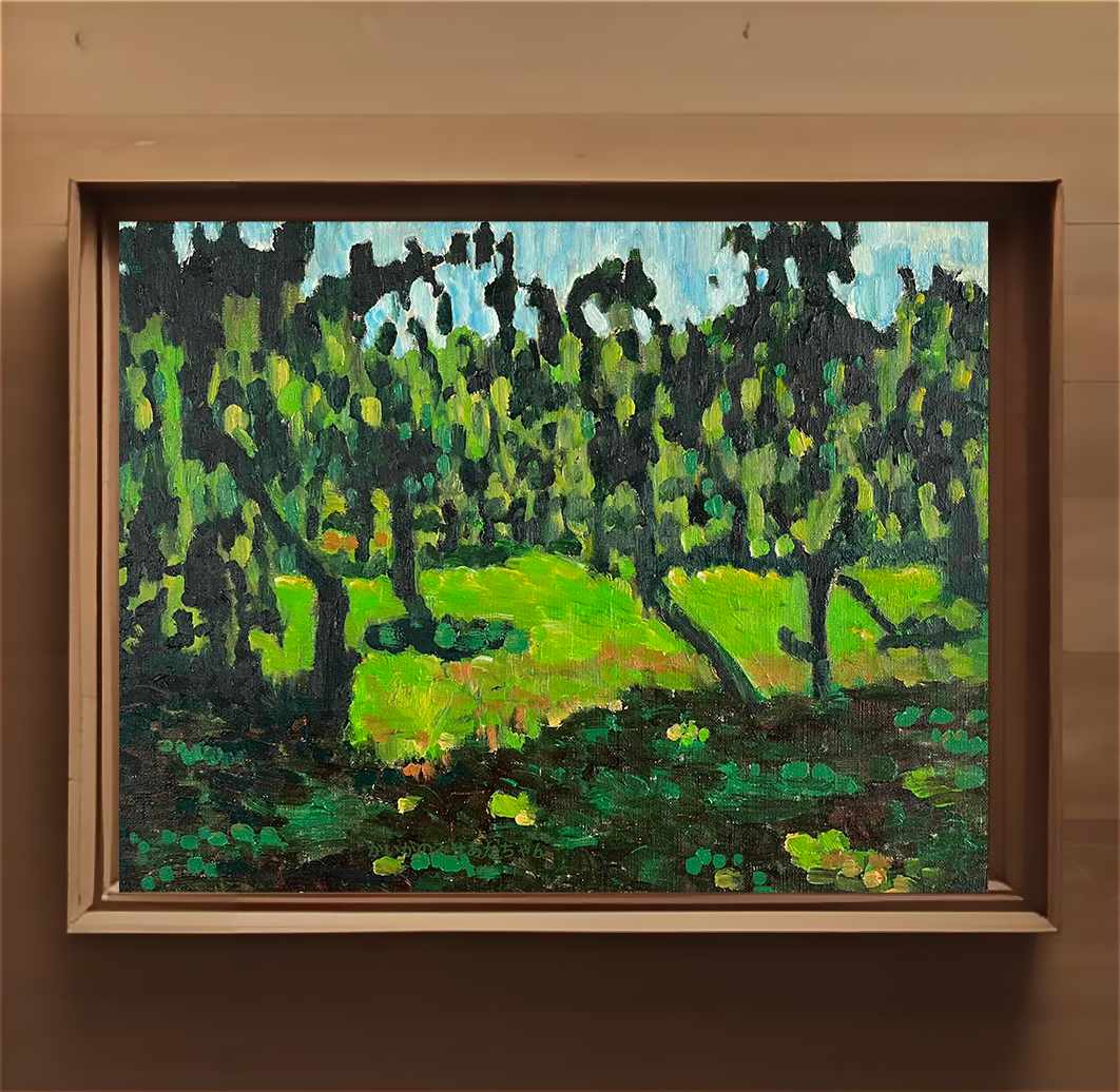 原画・油彩「木々」絵画・F6（32×41㎝）アート・キャンバス