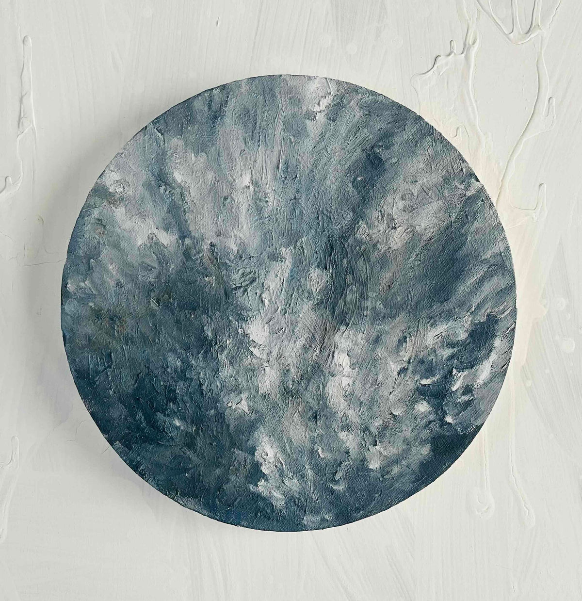 原画・油彩 『 雲間からの陽光』絵画・ 直径30cm・アート・丸形キャンバス