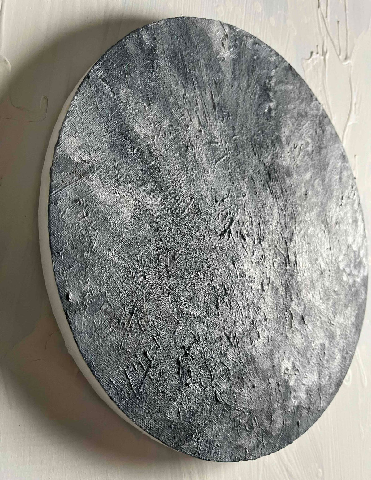 原画・油彩 『 雲間からの陽光』絵画・ 直径30cm・アート・丸形キャンバス