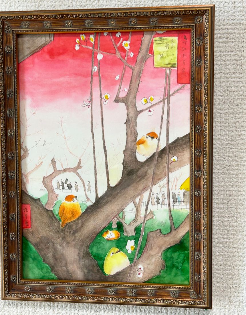 早春の梅の花と小鳥さん