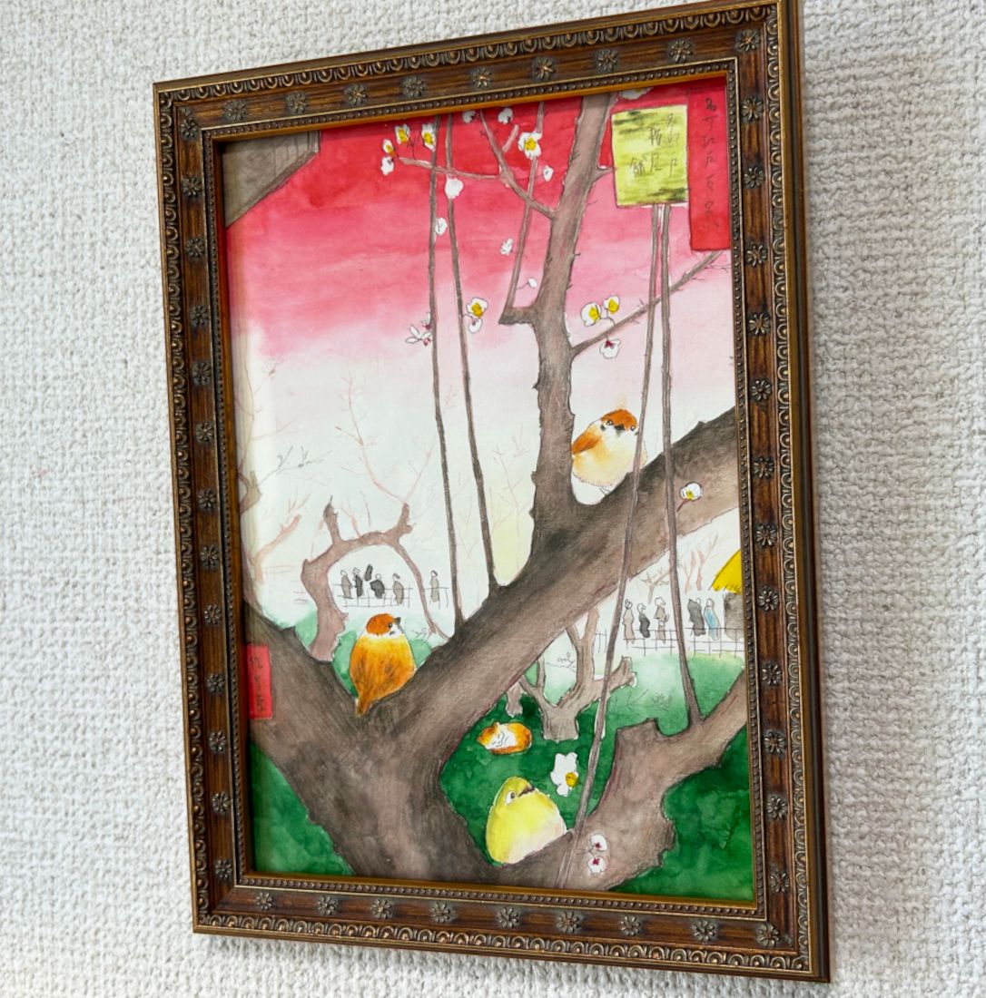 早春の梅の花と小鳥さん
