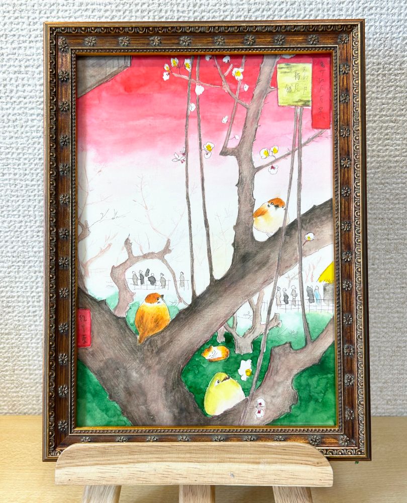 早春の梅の花と小鳥さん