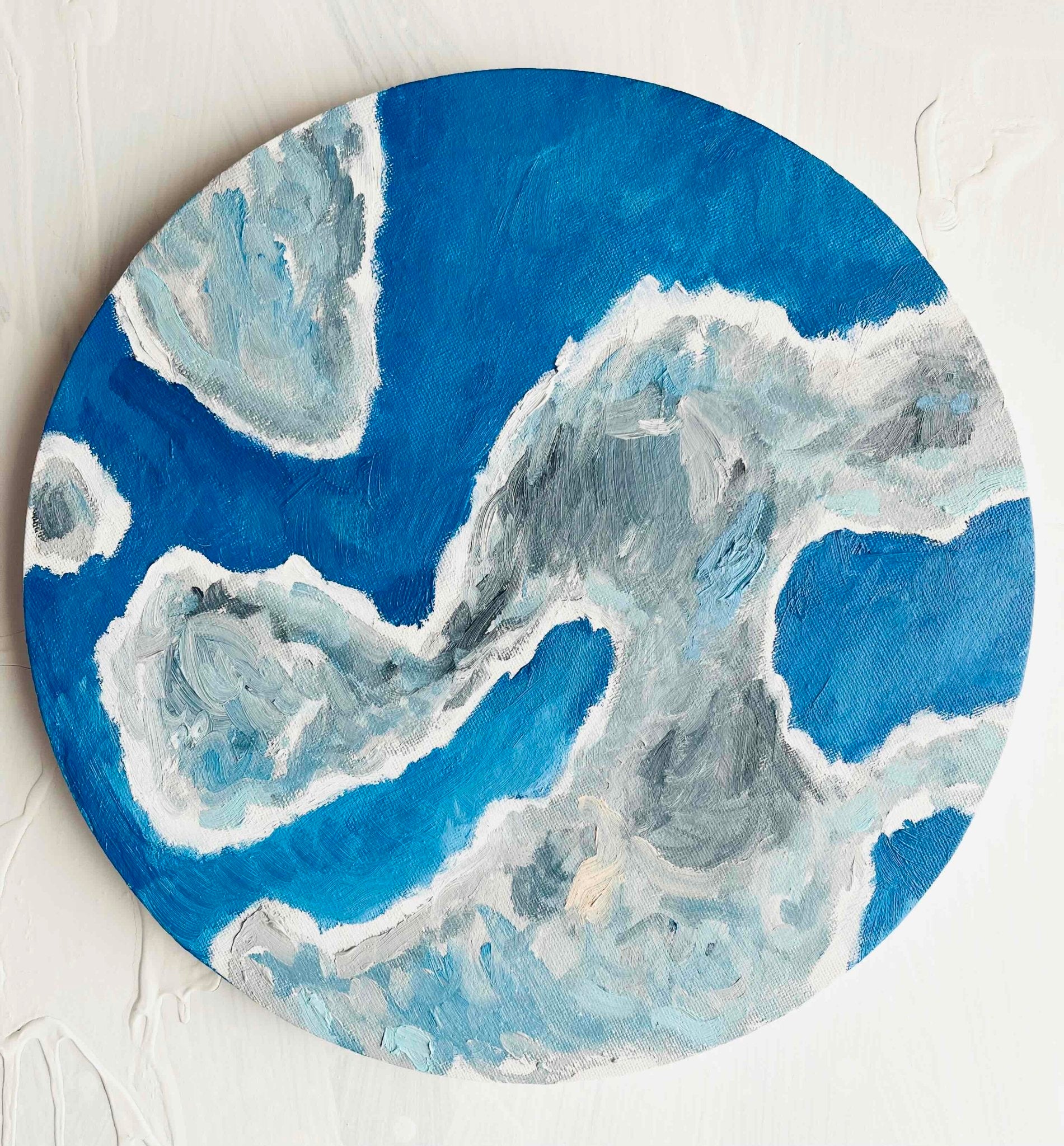 原画・油彩「野生の雲　20252」絵画・直径30㎝・アート・丸形キャンバス - FROM ARTIST