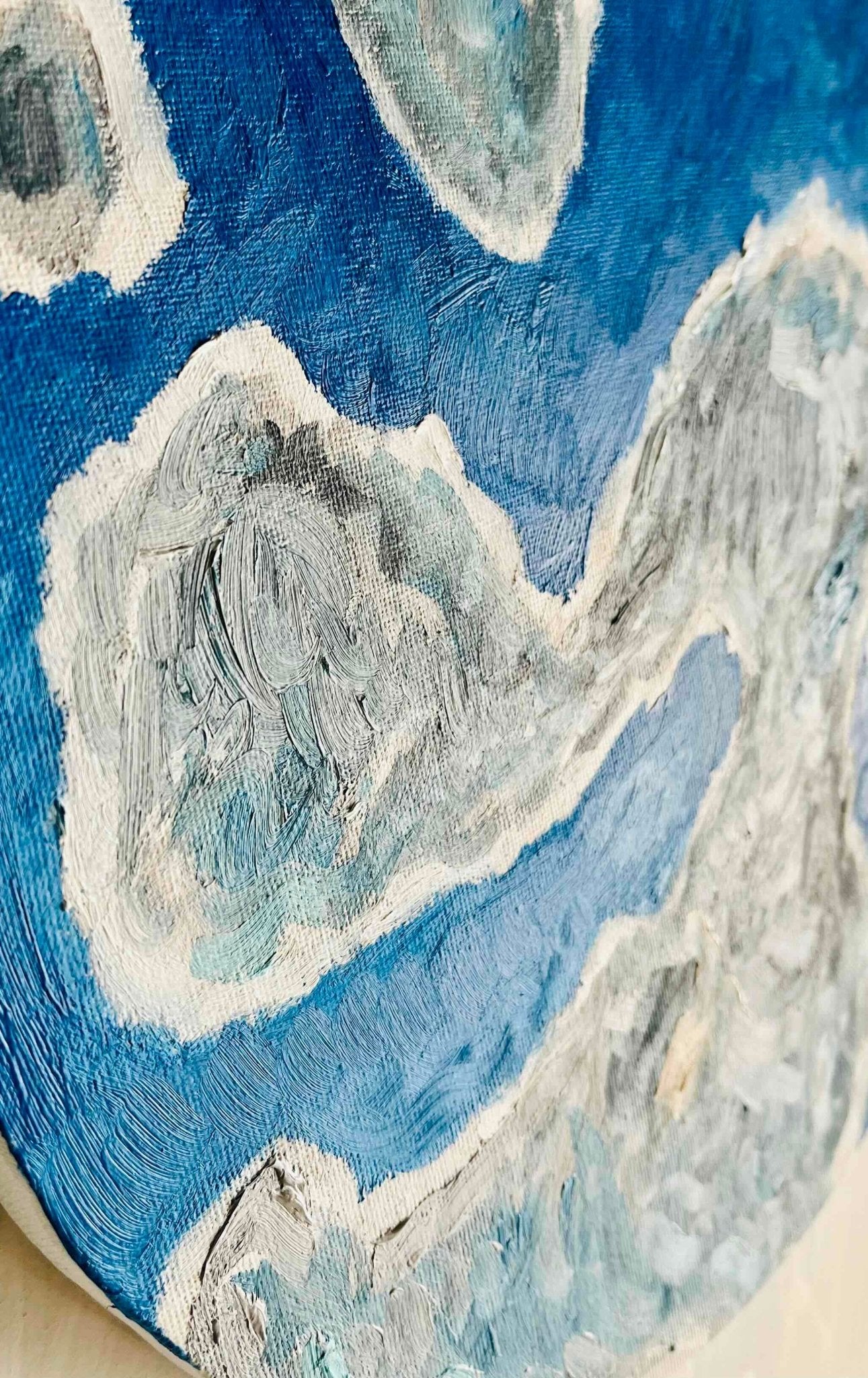 原画・油彩「野生の雲 20252」絵画・直径30㎝・アート・丸形キャンバス