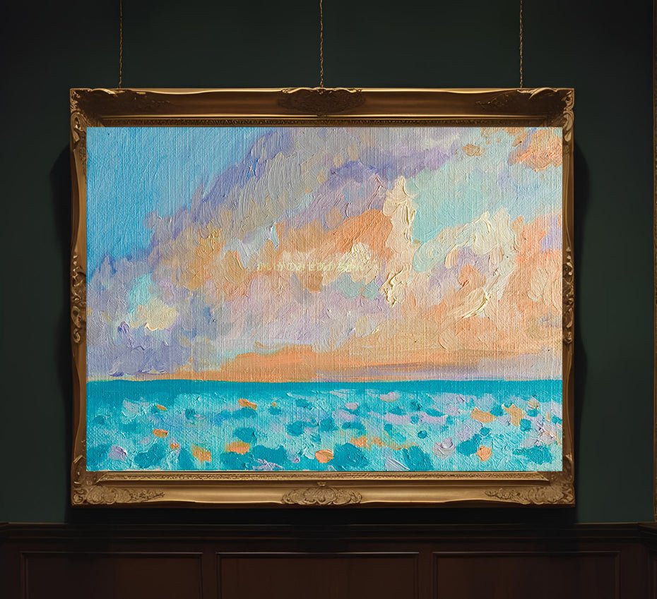 原画・油彩「朝の海　20253」絵画・サムホールサイズ（16×23㎝）アート・キャンバス - FROM ARTIST