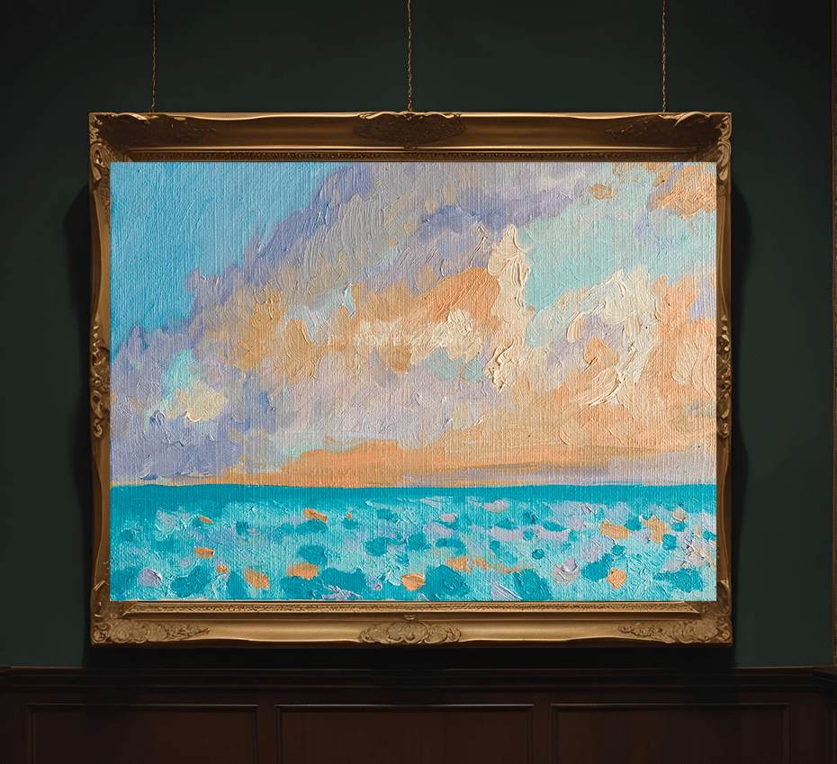 原画・油彩「朝の海　20253」絵画・サムホールサイズ（16×23㎝）アート・キャンバス - FROM ARTIST