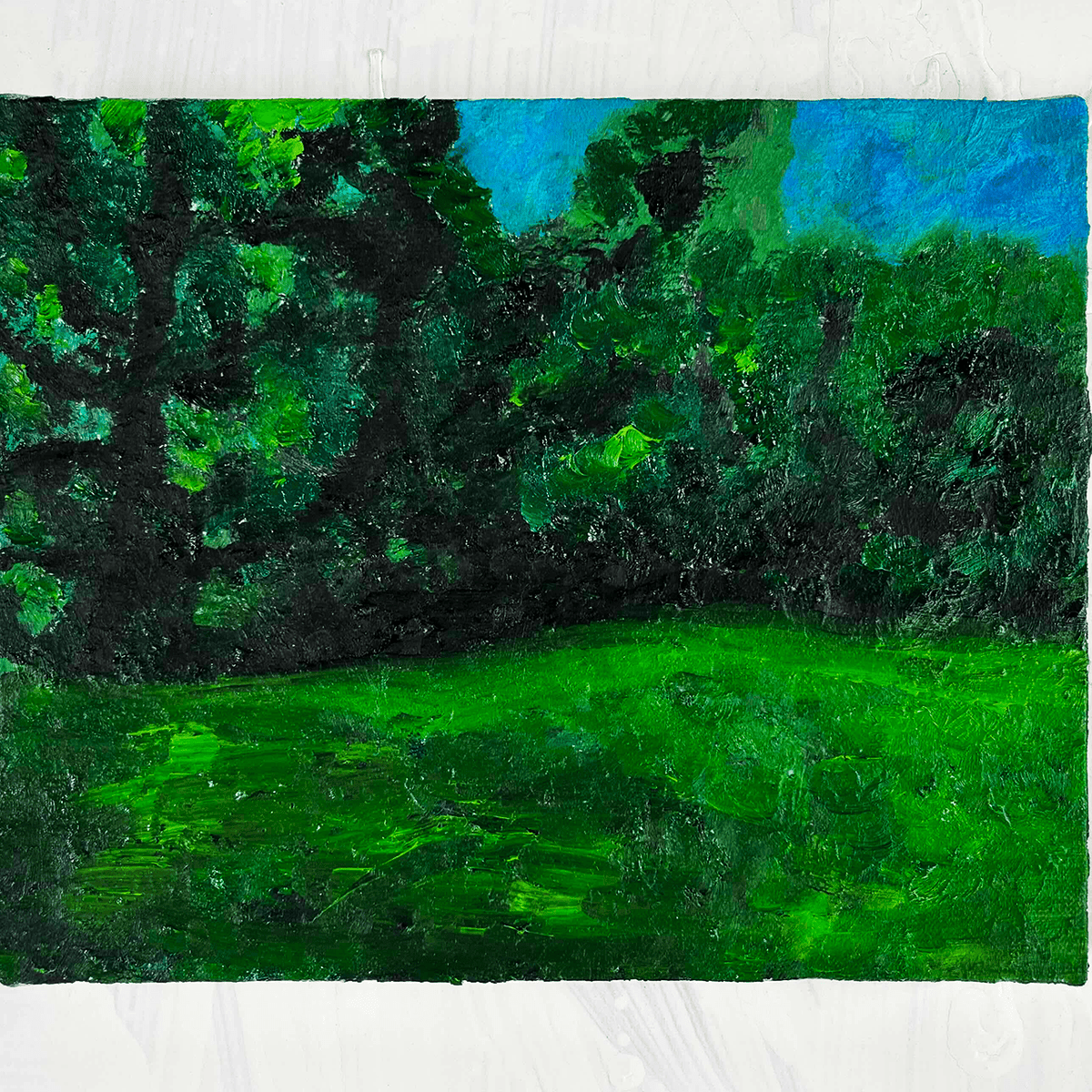 原画・油彩「夏の公園　2026」絵画 ・F3（22×27㎝ ）アート・キャンバス - FROM ARTIST