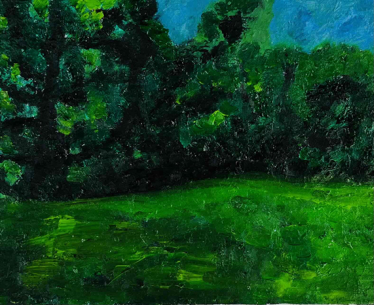 原画・油彩「夏の公園　2026」絵画 ・F3（22×27㎝ ）アート・キャンバス - FROM ARTIST