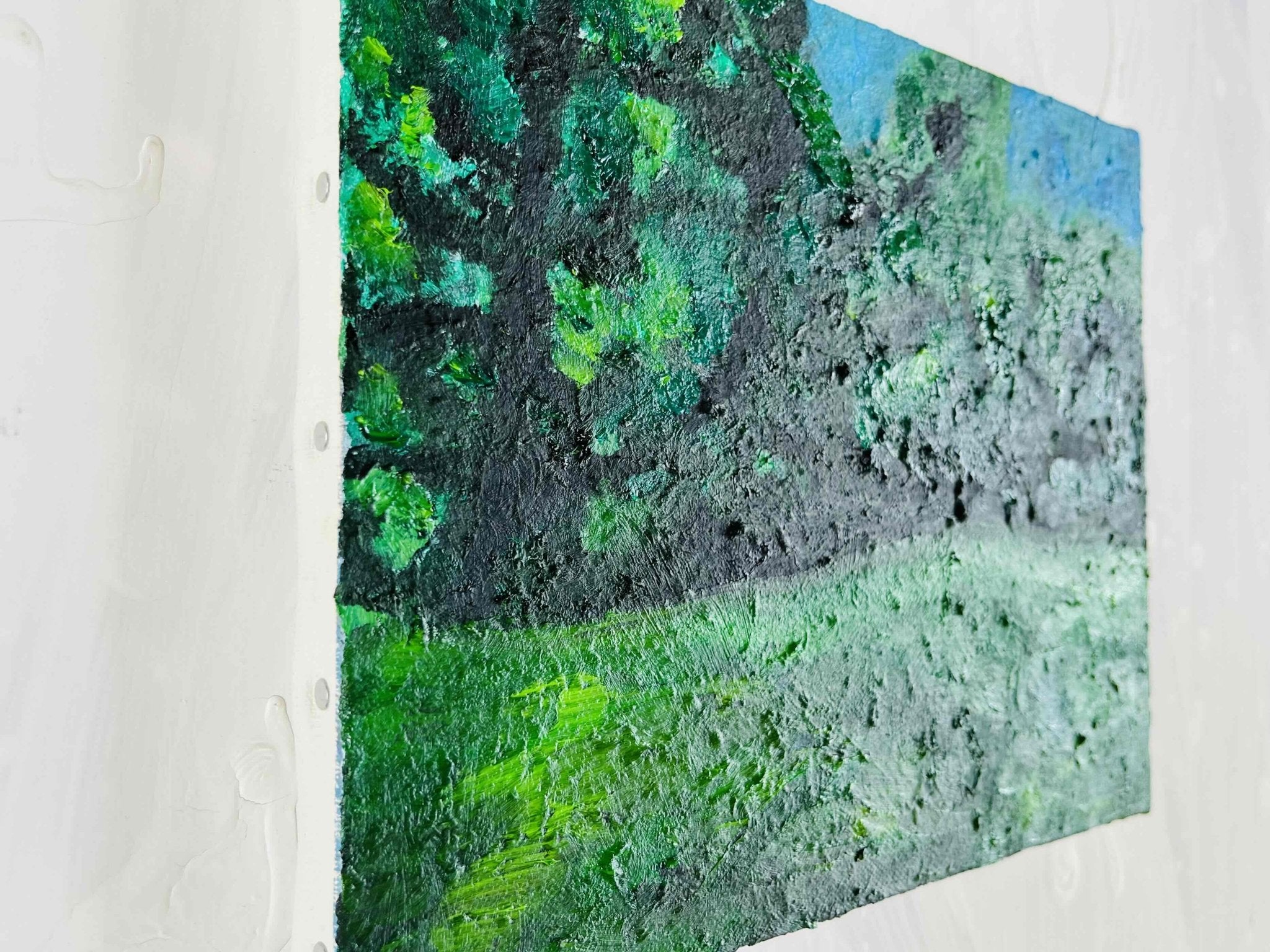 原画・油彩「夏の公園 2026」絵画 ・F3（22×27㎝ ）アート・キャンバス
